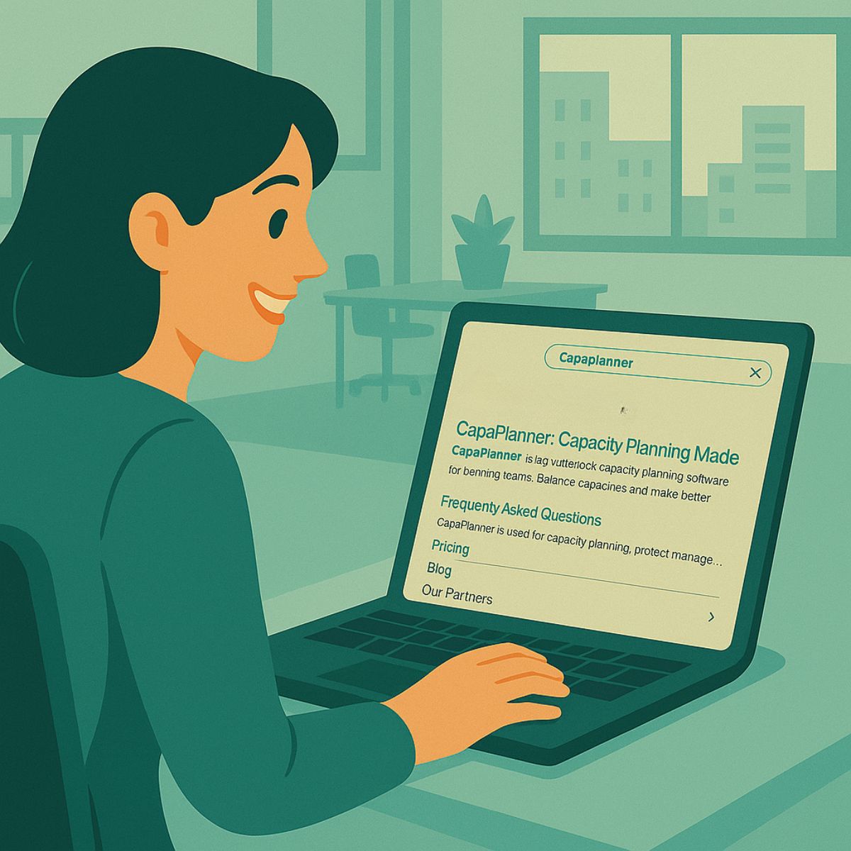 Entrepreneur researching the best capacity and project planning tool for her business